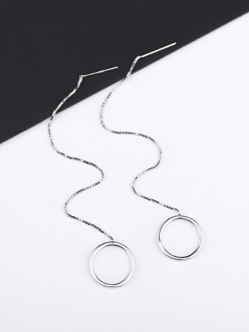 Peng Yuan Hollow Round Silver Line Earrings 0