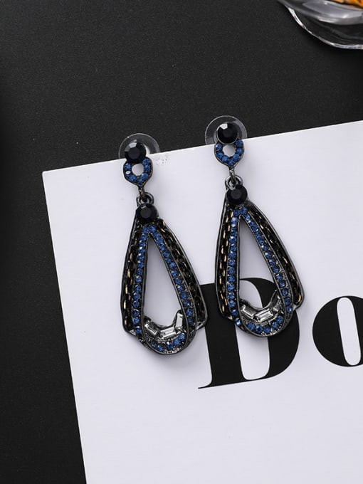 A blue Alloy With Black Gun Plated Vintage Geometric Drop Earrings