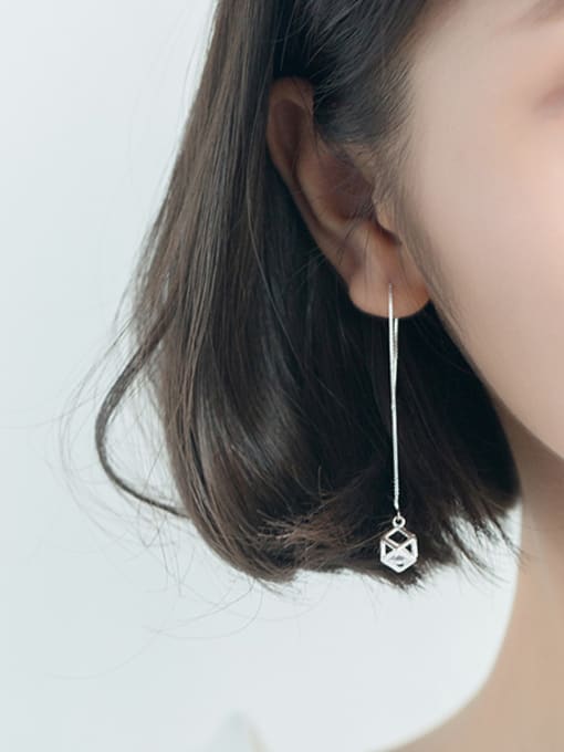 Rosh 925 silver  Polygonal three-dimensional zircon   earring 4