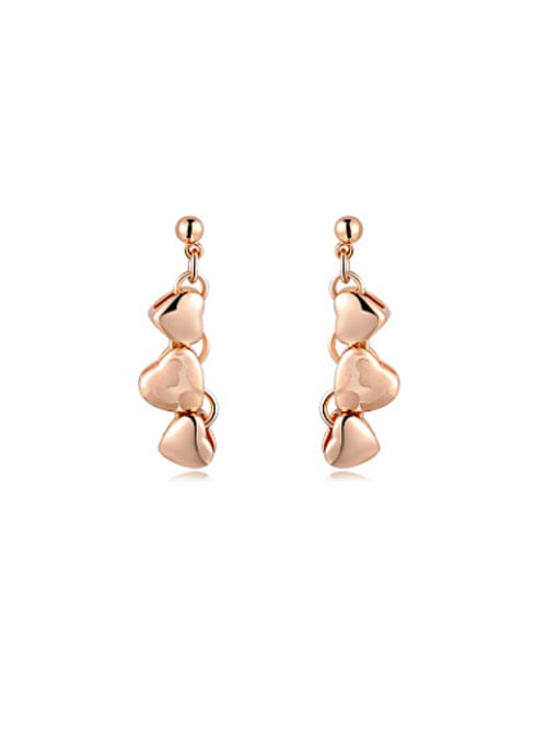 Ronaldo Elegant Three Heart Shaped Drop Earrings 0