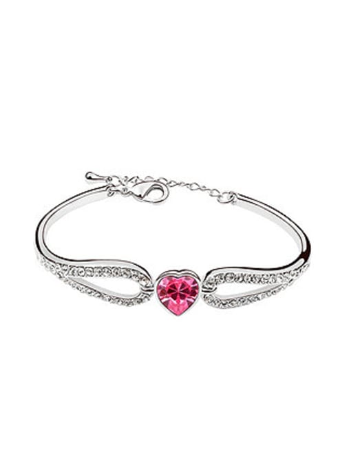 pink Elegant Shiny austrian Crystals Heart Alloy Bracelet