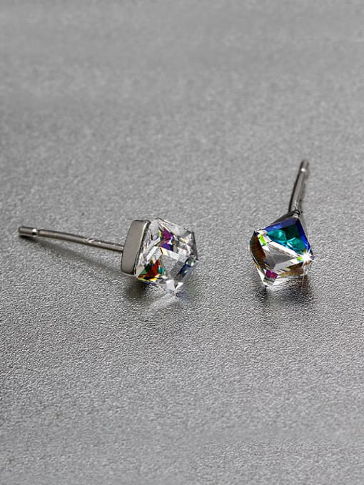 OUXI Tiny Cube austrian Crystal Stud Earrings 1