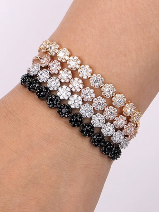 Mo Hai Copper With Cubic Zirconia Personality Flower  adjustable Bracelets 3