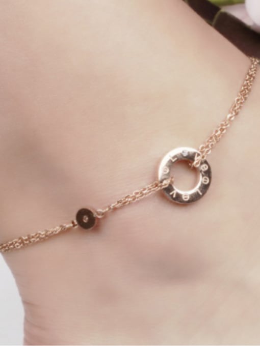 Open Sky Fashion Round Rhinestones Rose Gold Plated Anklet 1