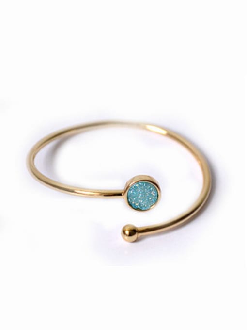 Light Blue Simple Round Natural Crystal Opening Bangle