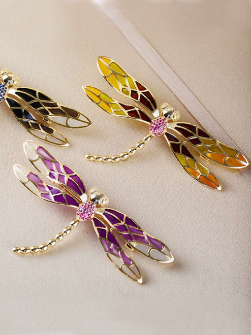Hua Copper With Gold Plated Cute Insect dragonfly Brooches 1