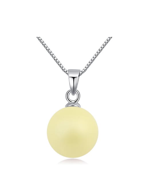 QIANZI Simple Imitation Pearl Pendant Alloy Necklace 0