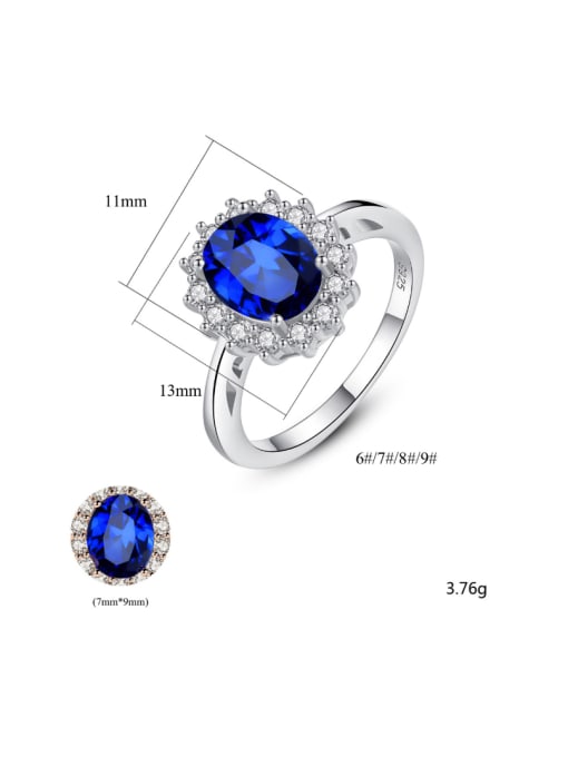 CCUI Sterling silver AAA zircon classic blue semi-precious stone ring 2