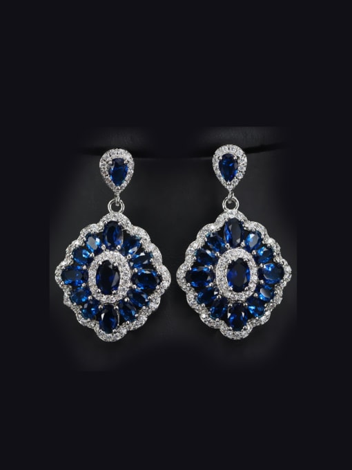 dark Blue Fashion Flower Drop Chandelier earring