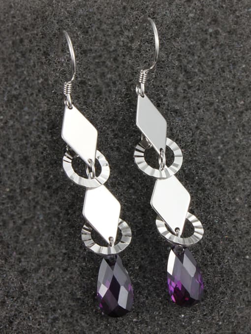 SANTIAGO Fashion Rhombuses Purple Zircon 925 Sterling Silver Drop Earrings 1