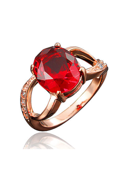 SANTIAGO Exquisite Red 18K Rose Gold Plated Zircon Ring 0