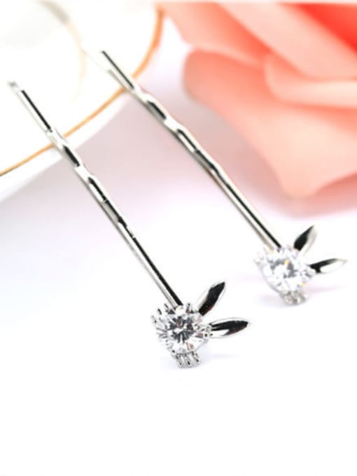 Wei Jia Cubic Zircon-studded Little Bunny Platinum Plated Hairpin 1