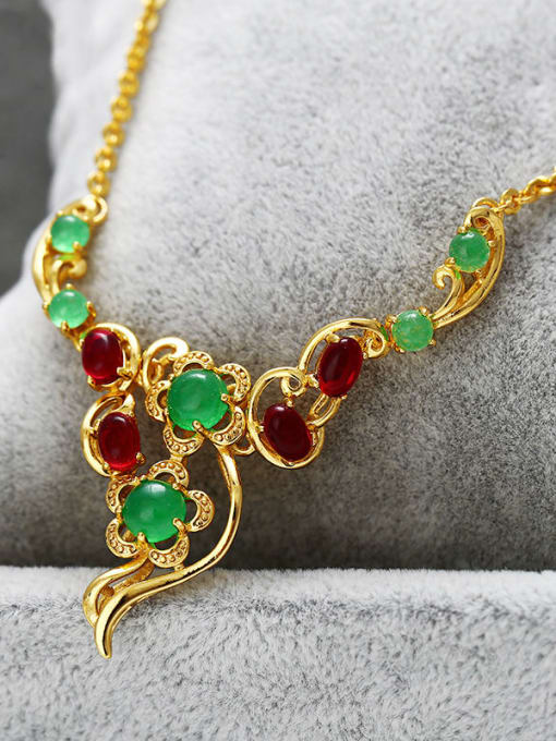 XP Copper Alloy 24K Gold Plated Classical Gemstone Necklace 1