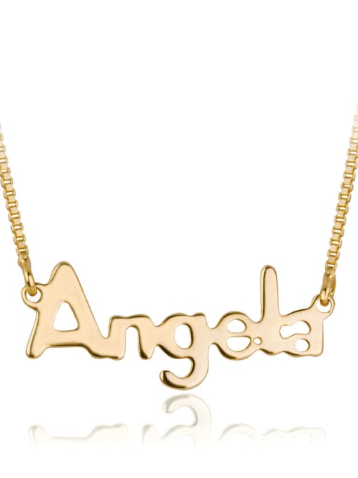 gold Copper Alloy White Gold Plated Simple style Letter Necklace