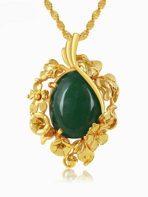 green Copper 24K plated artificial Ruby Flower Necklace