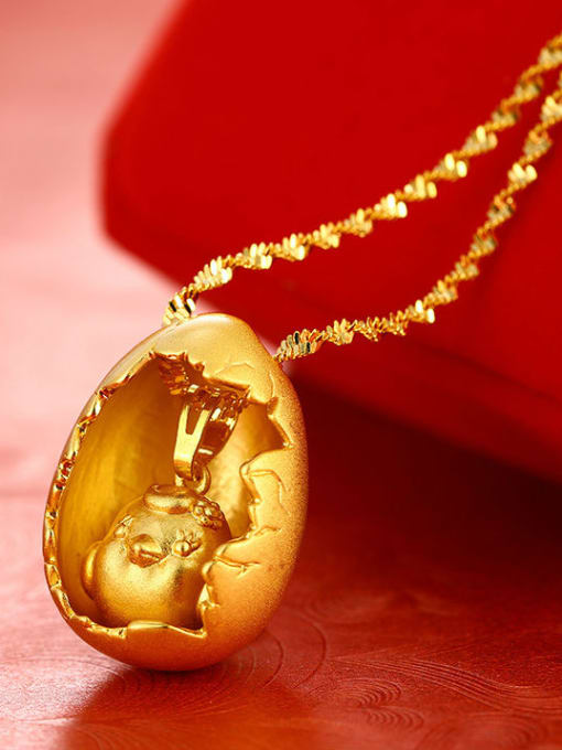 XP Copper Alloy 24K Gold Plated Chicken Creative Necklace 2