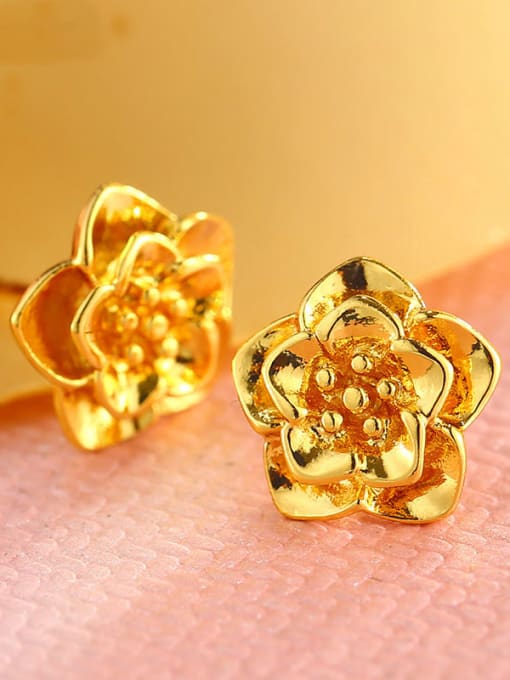 XP Copper Alloy 24K Gold Plated Wedding Flower stud Earring 1