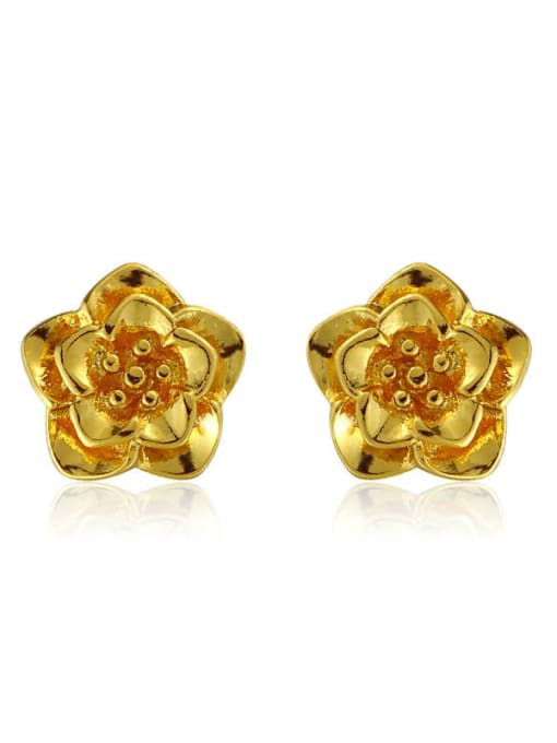 XP Copper Alloy 24K Gold Plated Wedding Flower stud Earring