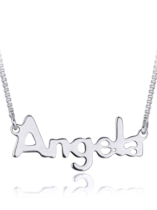 White Copper Alloy White Gold Plated Simple style Letter Necklace