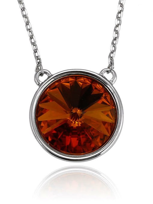 red Copper 24K White Gold Plated Simple Fashion Crystal Necklace