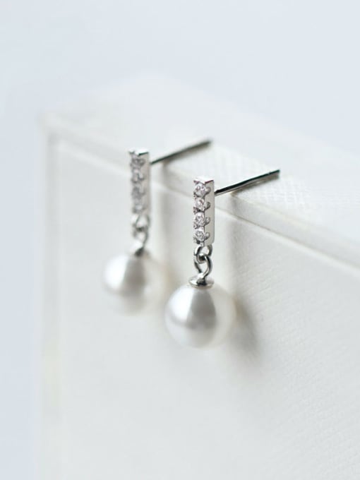 Rosh S925 Silver Shell Pearl Short drop earring With CZ 2