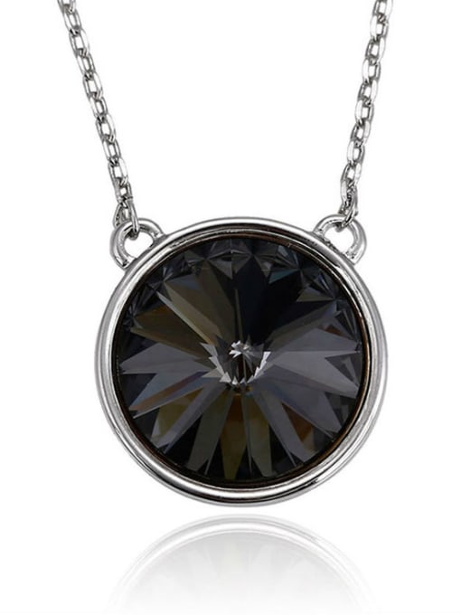 Black Copper 24K White Gold Plated Simple Fashion Crystal Necklace
