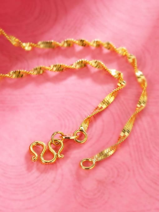 XP Copper Alloy 24K Gold Plated Simple Water Wave Necklace 2