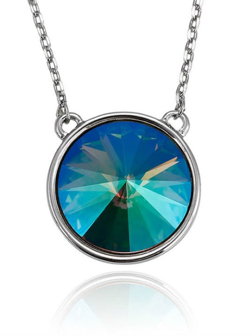 Blue Copper 24K White Gold Plated Simple Fashion Crystal Necklace