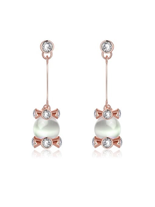 Rose Gold Fashion Opal Stone Zircon Drop Earrings