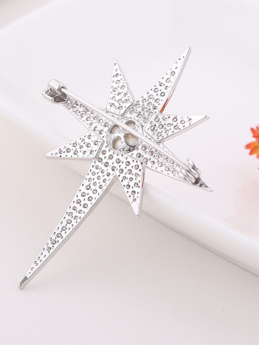 Wei Jia Fashion Imitation Pearl Cubic Zirconias Star Brooch 2