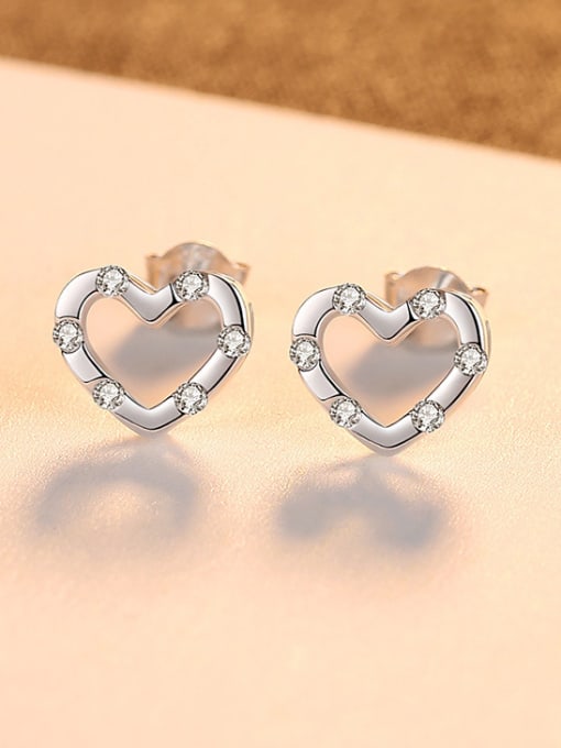 CCUI 925 Sterling Silver With Heart-shaped Stud Earrings 0