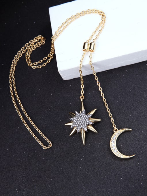 KM Simple Star Moon Style Long Sweater Necklace 2