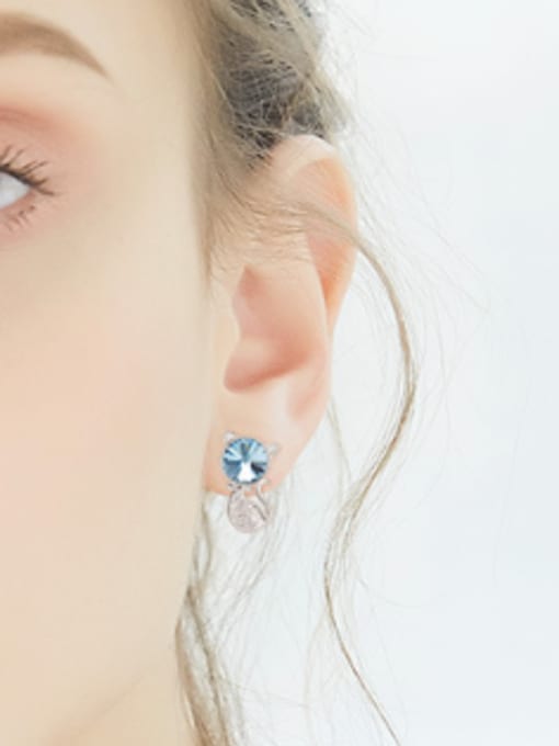 CEIDAI Personalized Blue austrian Crystal Kitten Stud Earrings 1