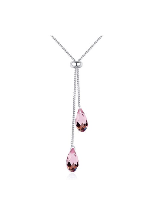 QIANZI Simple Water Drop austrian Crystals Platinum Plated Necklace 0