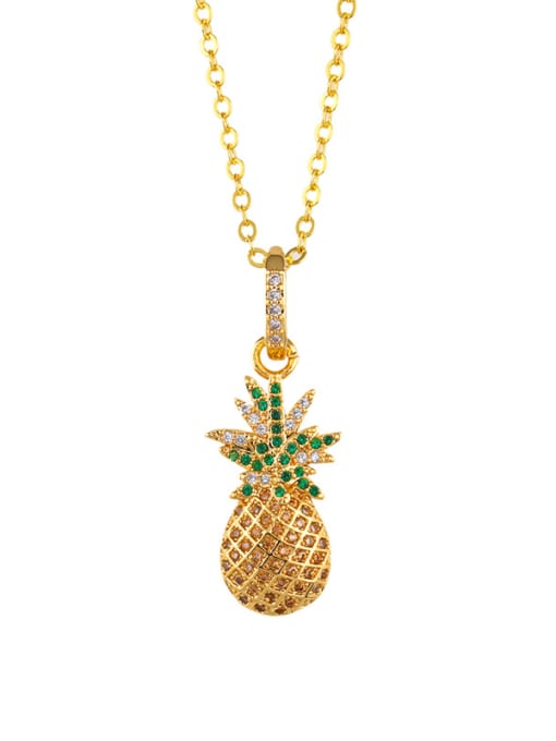 CC Copper With Cubic Zirconia Cute Friut Pineapple watermelon Necklaces 2