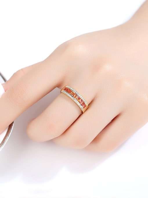 CCUI 925 Sterling Silver With Gold Plated Simplistic Geometric Band Rings 1
