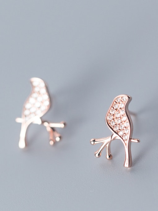 Rosh 925 Sterling Silver With Silver Plated Cute Bird Stud Earrings 2