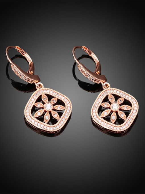 Rose Gold Exquisite Rose Gold Plated Flower Shaped Stud Earrings