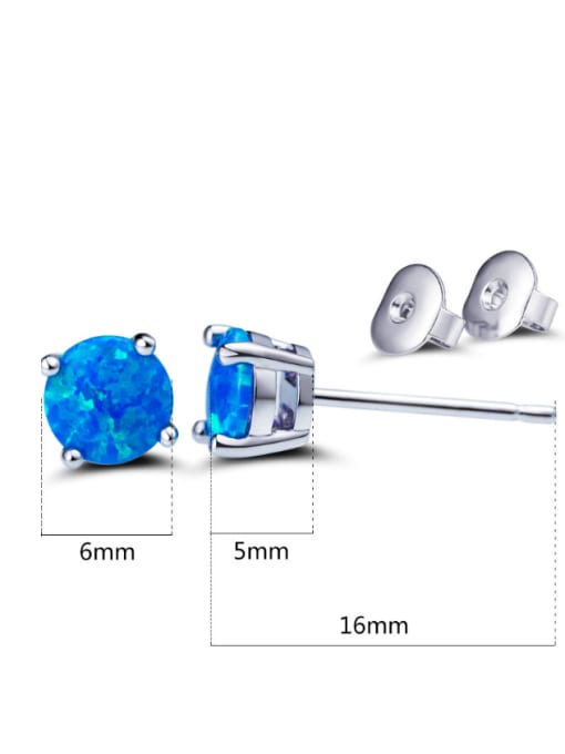 Blue High Quality Gold Plated White Opal Small Stud Earrings