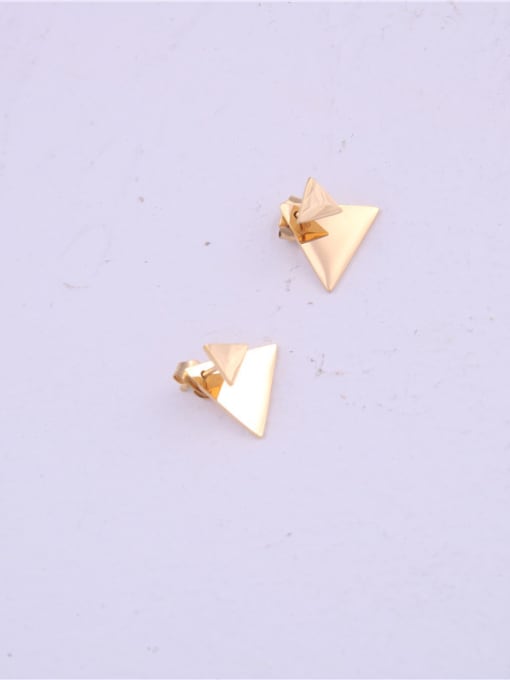 GROSE Titanium With Gold Plated Simplistic Triangle Stud Earrings 3