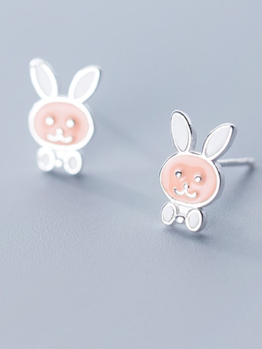 Rosh 925 Sterling Silver With Platinum Plated Cute rabbit Stud Earrings 2