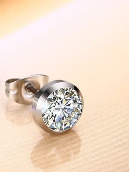 CONG All-match Platinum Plated Round Shaped Zircon Stud Earrings 2