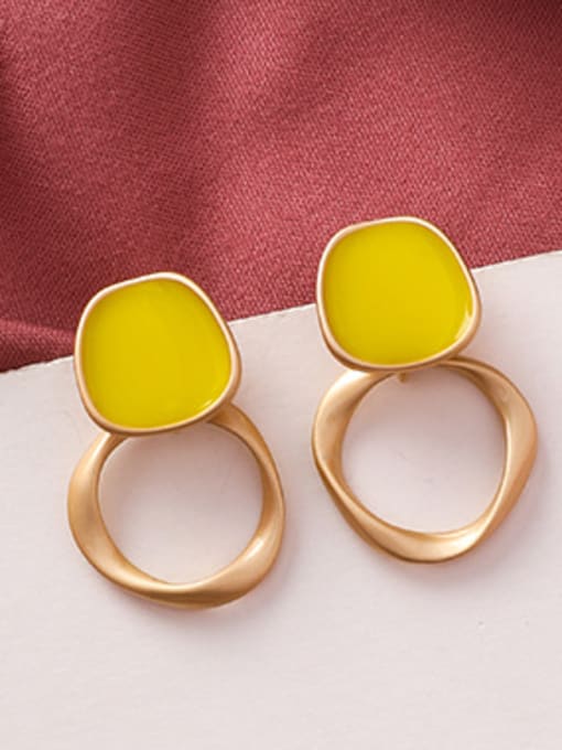 C yellow Alloy With Imitation Gold Plated Simplistic Geometric Stud Earrings