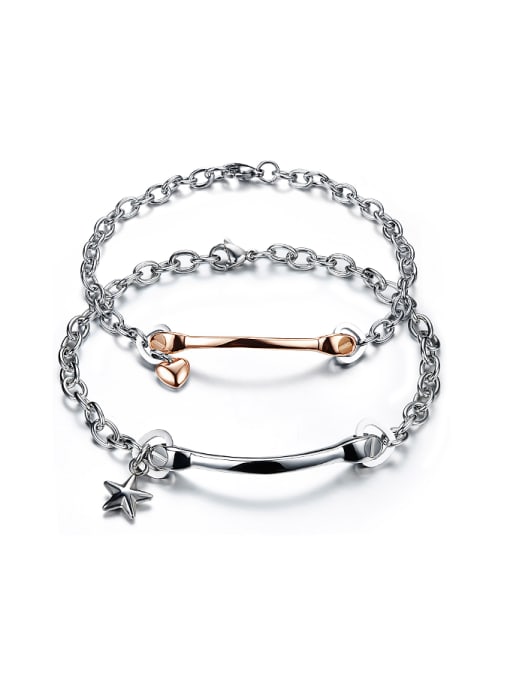 Open Sky Fashion Little Heart Star Titanium Lovers Bracelet