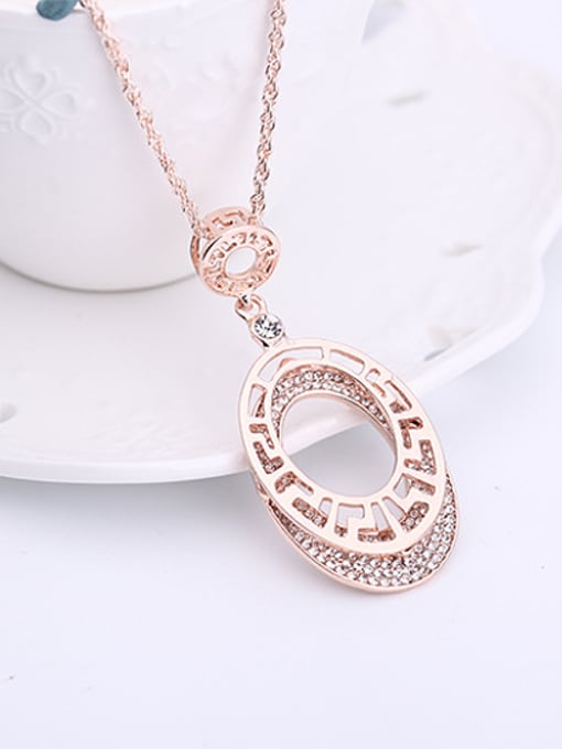 BESTIE Alloy Rose Gold Plated Fashion Rhinestones Hollow Oval Two Pieces Jewelry Set 1