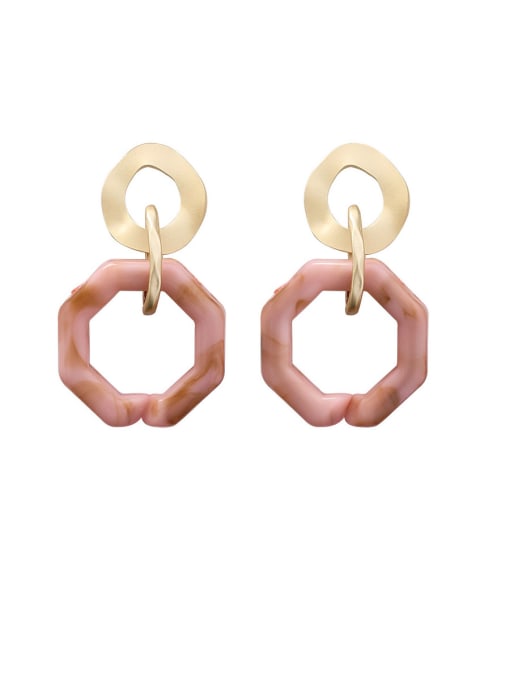 A Pink Alloy With Imitation Gold Plated Fashion Geometry Lrregular Drop Earrings