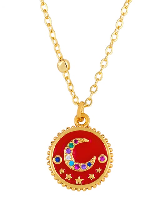 CC Copper With  Cubic Zirconia Fashion Moon round Necklaces 2