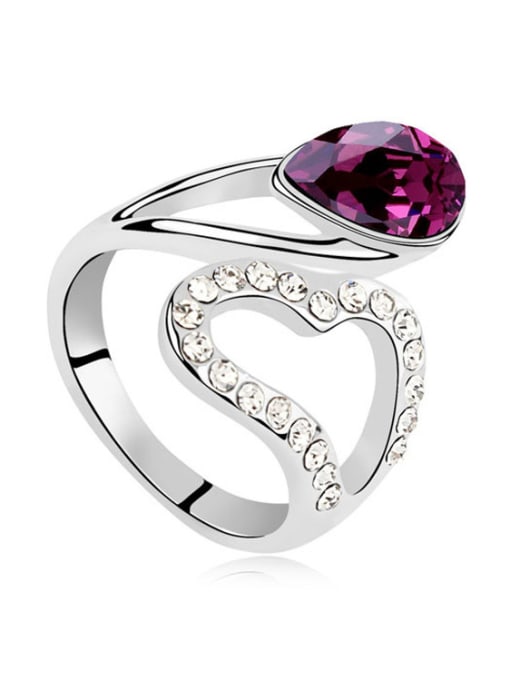 deep purple Fashion Cubic Water Drop austrian Crystals Alloy Ring