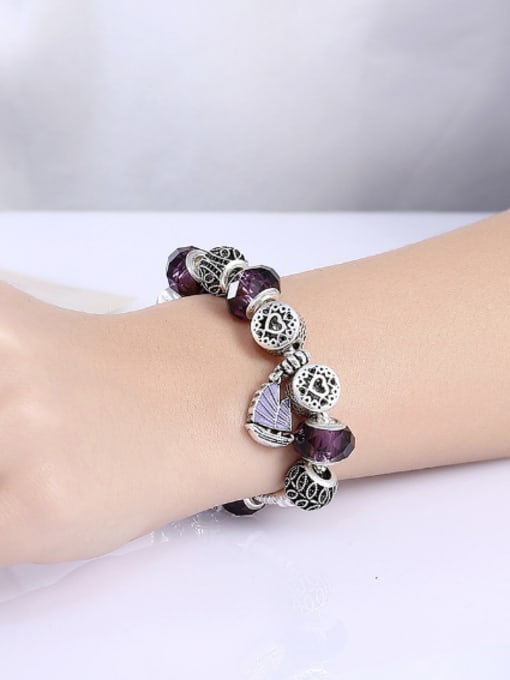 OUXI Fashion Purple Glass Personalized Bracelet 1