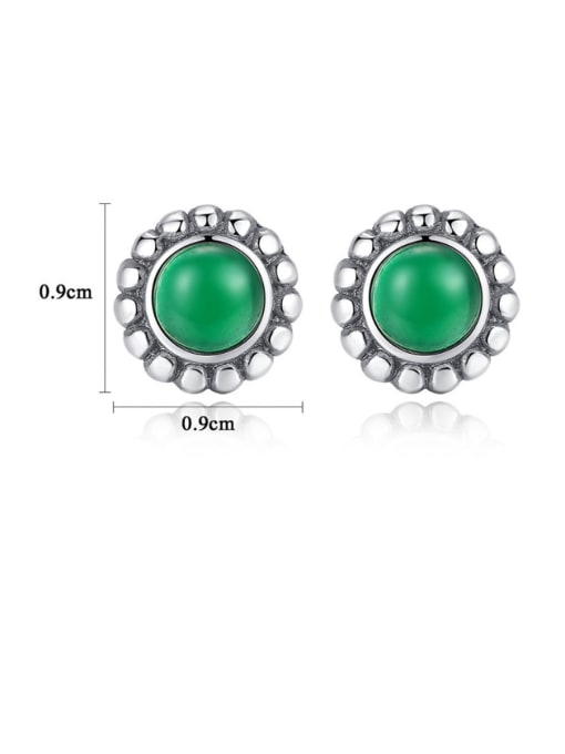CCUI 925 Sterling Silver With Turquoise Vintage Round Stud Earrings 2